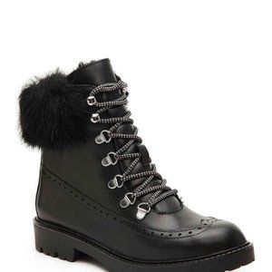 Faux Fur Cuff & Leather Combat B…